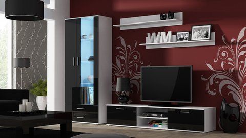 Стінка SOHO 8 Cama Білий Мат / Чорний Глянець фотографія