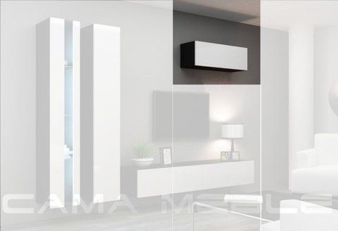 Витрина навесная VIGO Cama 90 Черный Мат / Белый Глянец фотография
