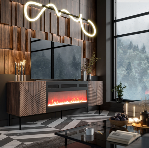 ТВ Тумба с Камином ART DECO 190x40 Cama Варминский Орех фотография