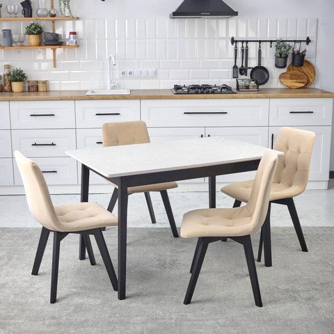Комплект обеденный Onto Леонардо 120 серо-бежевый + 4 стула Дарио бежевые фотография