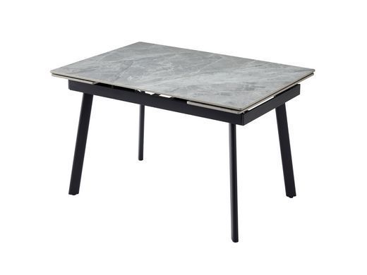 Керамический стол TM-98-1 VETRO 120(180)x85 бьянко каррара грей + черный фотография