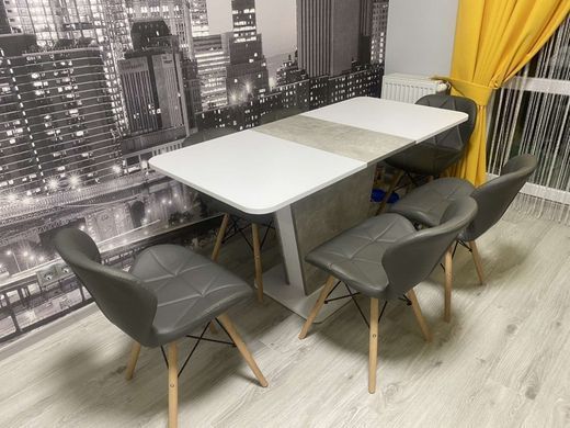 Раскладной стол COSMO Intarsio 110(145)x68 Белая Аляска РЕ / Индастриал Серый фотография