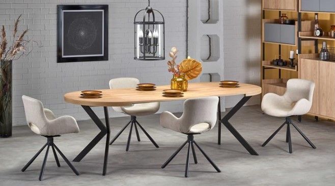Стол раскладной PERONI Halmar 100(250)х100 золотой Дуб/Черный фотография
