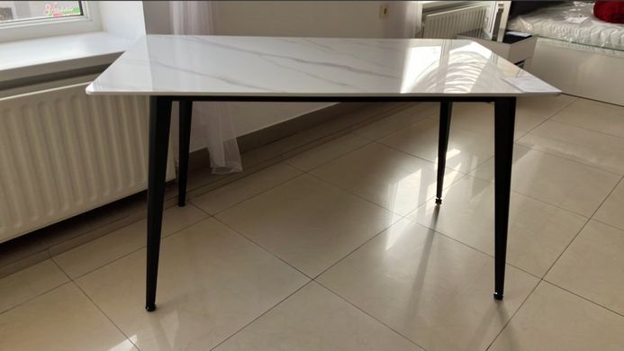 Стіл SABA CERAMIC Intarsio 130x70 Білий Глянець Кераміка Чорний Мат фотографія
