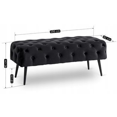 Лава оксамитова MEBEL ELITE VERA 2 Velvet Чорний фотографія