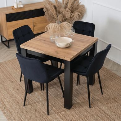 Комплект стіл розкладний MEBEL ELITE MAX 80(160)х80 см Дуб Крафт Чорний +4 стільці CHRIS Чорний фотографія