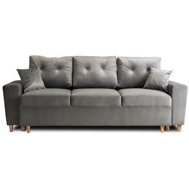 Диван 3-х місний оксамитовий MEBEL ELITE EMIL Velvet 230 см Сірий фотографія