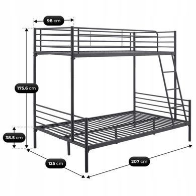 Двухъярусная кровать 90x200 см MEBEL ELITE TRES черный фотография