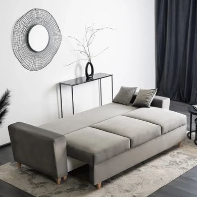 Диван 3-х місний оксамитовий MEBEL ELITE EMIL Velvet 230 см Сірий фотографія