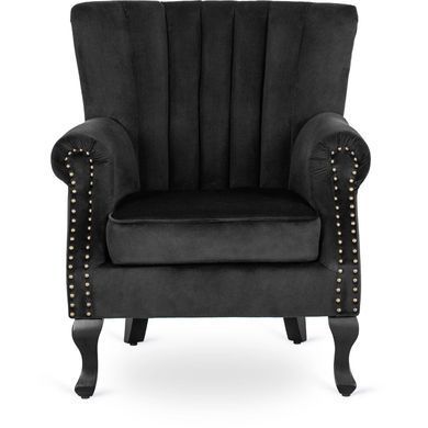 Крісло м'яке оксамитове MEBEL ELITE MALLO Velvet Чорний фотографія