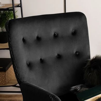 Кресло мягкое бархатное MEBEL ELITE SANTOS Velvet Черный фотография