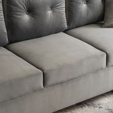 Диван 3-х місний оксамитовий MEBEL ELITE EMIL Velvet 230 см Сірий фотографія