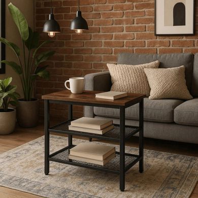 Журнальный столик MEBEL ELITE CARTER 60*30 рустикальный дуб/черный фотография
