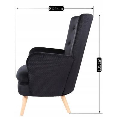 Кресло мягкое бархатное MEBEL ELITE SANTOS Velvet Черный фотография