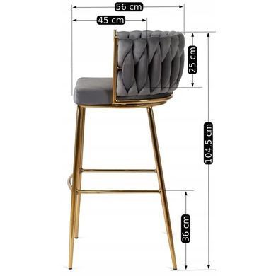 Барный стул бархатный MEBEL ELITE FLORES 2 Velvet серый / золотой фотография