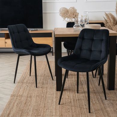 Комплект стіл розкладний MEBEL ELITE MAX 80(160)х80 см Дуб Крафт Чорний +4 стільці CHRIS Чорний фотографія
