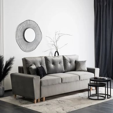 Диван 3-х місний оксамитовий MEBEL ELITE EMIL Velvet 230 см Сірий фотографія
