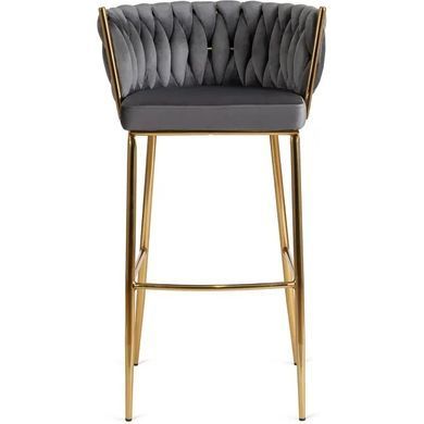 Барный стул бархатный MEBEL ELITE FLORES 2 Velvet серый / золотой фотография