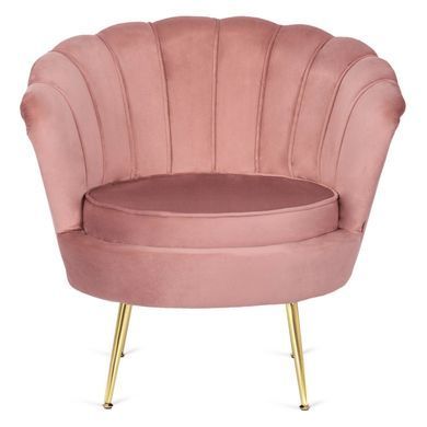 Крісло м'яке з підставкою MEBEL ELITE GRAND Velvet Рожевий фотографія