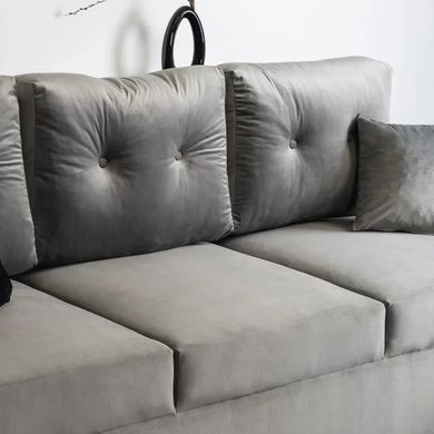Диван 3-х місний оксамитовий MEBEL ELITE EMIL Velvet 230 см Сірий фотографія