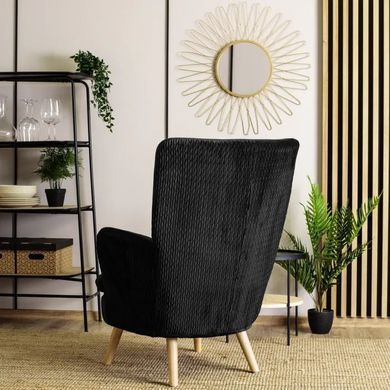 Кресло мягкое бархатное MEBEL ELITE SANTOS Velvet Черный фотография