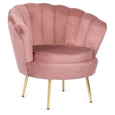 Крісло м'яке з підставкою MEBEL ELITE GRAND Velvet Рожевий фотографія
