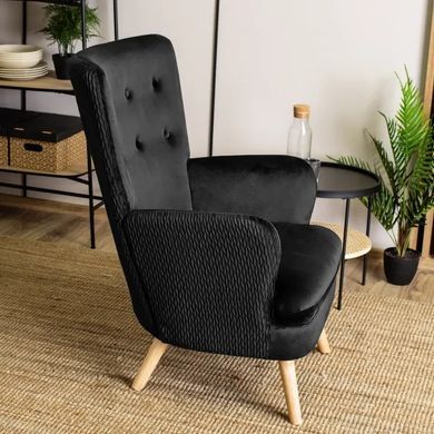 Кресло мягкое бархатное MEBEL ELITE SANTOS Velvet Черный фотография