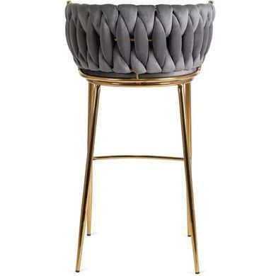 Барный стул бархатный MEBEL ELITE FLORES 2 Velvet серый / золотой фотография