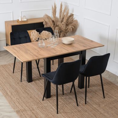 Комплект стіл розкладний MEBEL ELITE MAX 80(160)х80 см Дуб Крафт Чорний +4 стільці CHRIS Чорний фотографія