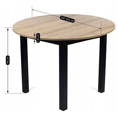 Стіл кухонний розкладний MEBEL ELITE HARRY 102(142)х102 см Дуб рів'єра / чорний фотографія