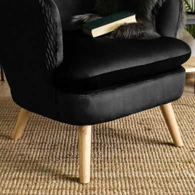 Кресло мягкое бархатное MEBEL ELITE SANTOS Velvet Черный фотография