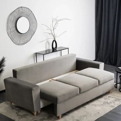 Диван 3-х місний оксамитовий MEBEL ELITE EMIL Velvet 230 см Сірий фотографія