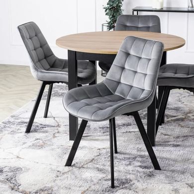 Стіл кухонний розкладний MEBEL ELITE HARRY 102(142)х102 см Дуб рів'єра / чорний фотографія