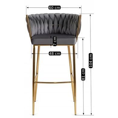 Барный стул бархатный MEBEL ELITE FLORES 2 Velvet серый / золотой фотография