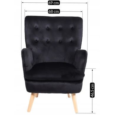 Кресло мягкое бархатное MEBEL ELITE SANTOS Velvet Черный фотография