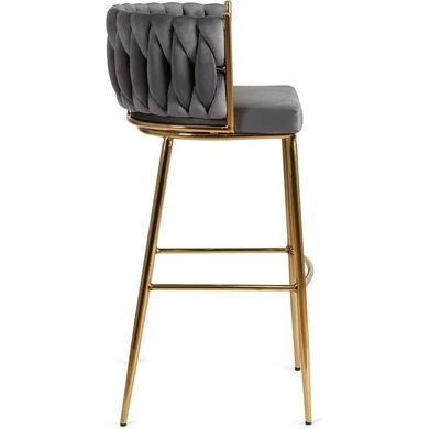 Барный стул бархатный MEBEL ELITE FLORES 2 Velvet серый / золотой фотография