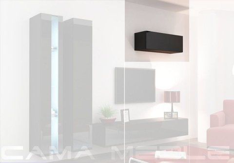 Витрина навесная VIGO Cama 90 Черный Мат / Черный Глянец фотография