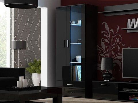 Витрина SOHO S6 2D2S Cama 192 Черный Мат / Черный Глянец фотография