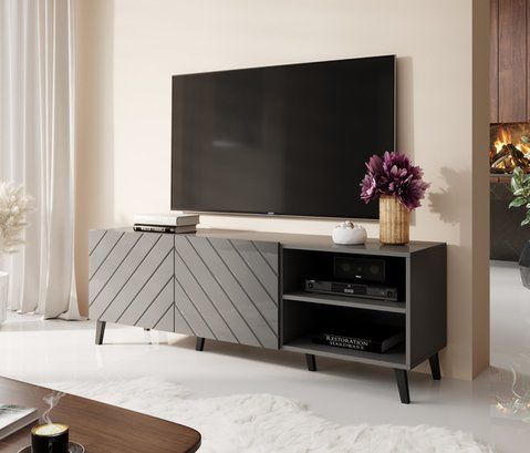 ТВ Тумба ABETO RTV Cama 150 Графит мат / Графит глянец фотография