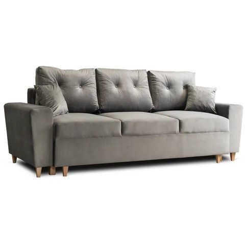 Диван 3-х місний оксамитовий MEBEL ELITE EMIL Velvet 230 см Сірий фотографія