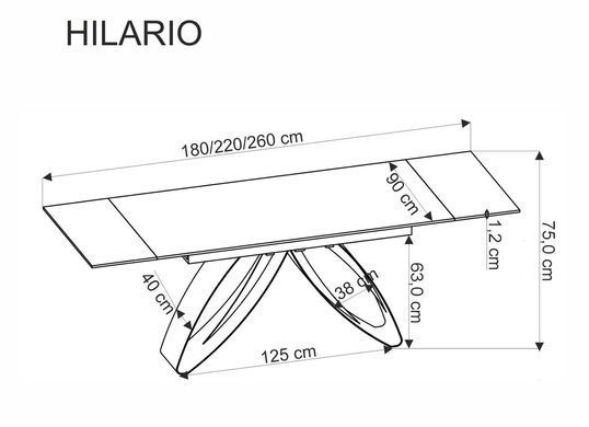 Стіл розкладний HILARIO Halmar 180(260)x90 світлий травертин/ кашемір фотографія