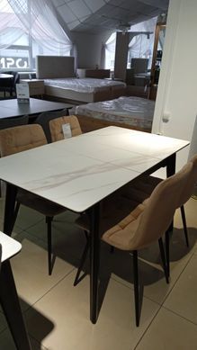 Стіл розкладний BERLIN CERAMIC Intarsio 111(140)x75 Білий Глянець Кераміка Чорний фотографія