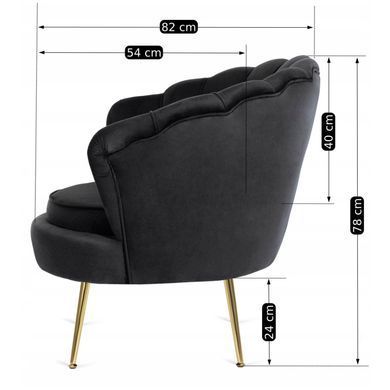 Крісло м'яке з підставкою MEBEL ELITE GRAND Velvet Чорний фотографія