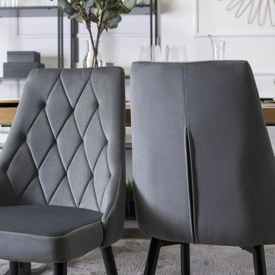 Комплект стол раскладной MEBEL ELITE EDWIN 120(160)х90 см Дуб золотой Черный +4 стула CORK Серый фотография