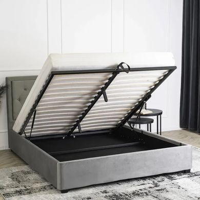 Ліжко двоспальне оксамитове MEBEL ELITE CROS Velvet 160x200 см Сірий фотографія
