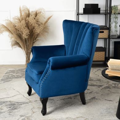 Крісло м'яке оксамитове MEBEL ELITE MALLO Velvet Синій фотографія