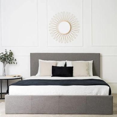 Ліжко двоспальне MEBEL ELITE MELIA, 160x200 см тканина Сірий фотографія