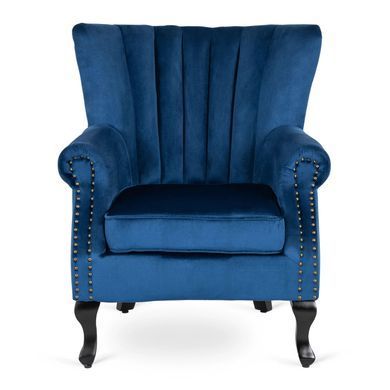 Крісло м'яке оксамитове MEBEL ELITE MALLO Velvet Синій фотографія