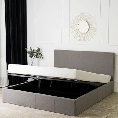 Ліжко двоспальне MEBEL ELITE MELIA, 160x200 см тканина Сірий фотографія