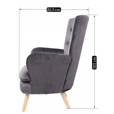 Крісло м'яке оксамитове MEBEL ELITE SANTOS Velvet Сірий фотографія